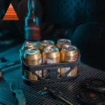 Beverage carrier in use outdoors for camping